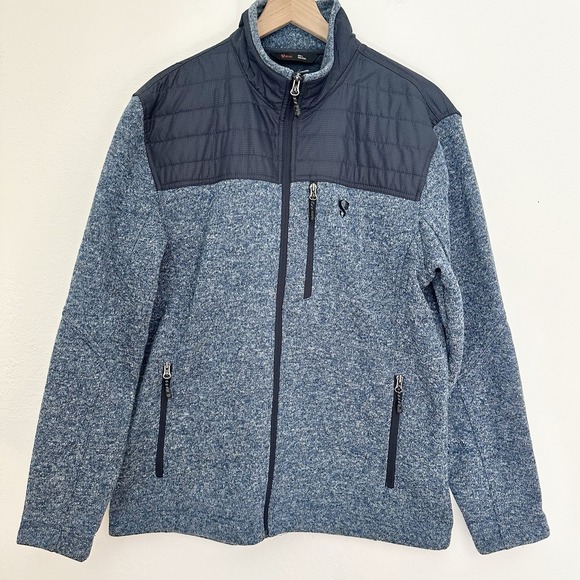 stoic Other - Stoic Sweater Fleece Jacket Mens Large Blue Quilted Yoke Full Zip Outdoor warm